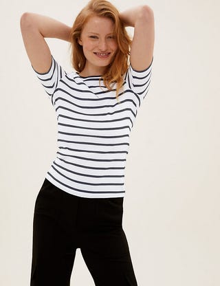 Pure Cotton Striped Regular Fit Top