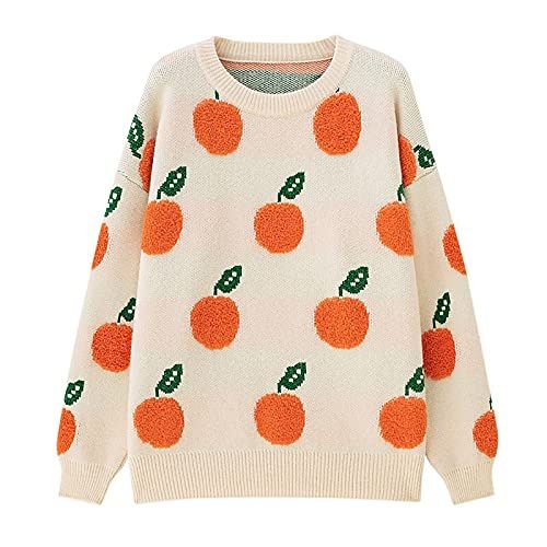 Orange Pattern Knitted Sweater 