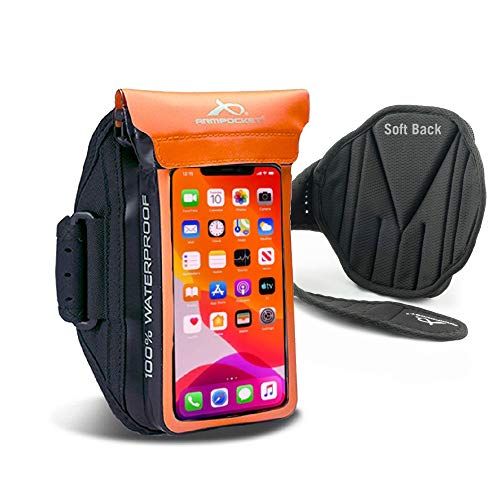 Orange Running armband phone valid Smartphones up to 6.8 Neoprene Adjustable Velcro antisweat antislip pocket for keys earphones armband for phone when running 