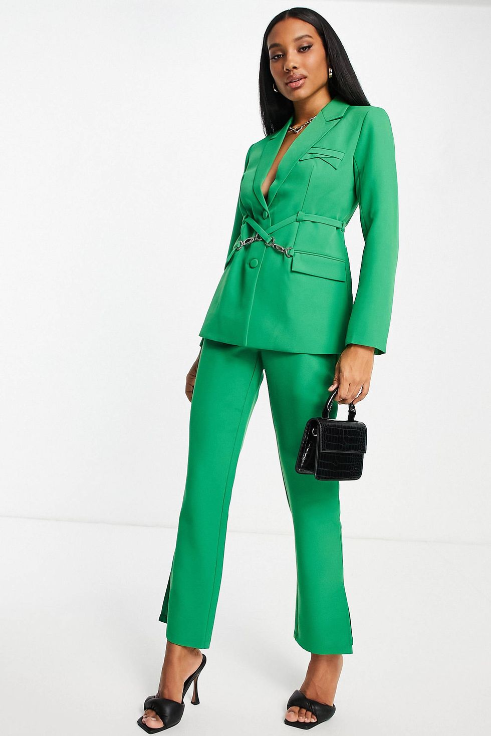Womens Business Suit In Pinstripe Cloth For A Power Look, 45% OFF