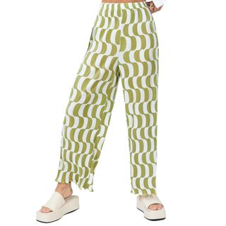 Taina Pleated Wide Pants Green Multi