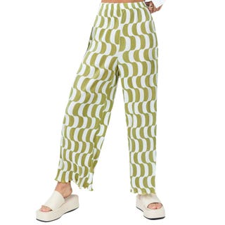 Taina Pleated Wide Leg Pants Green Multi