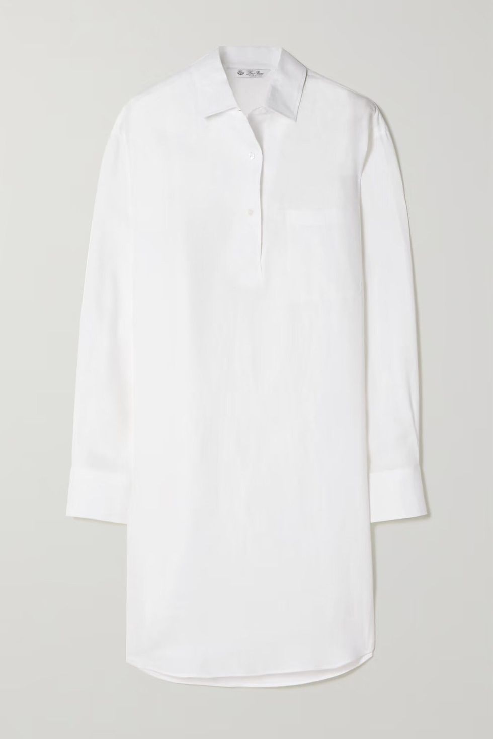 夏天寬鬆襯衫推薦：Loro Piana白色亞麻長版襯衫
