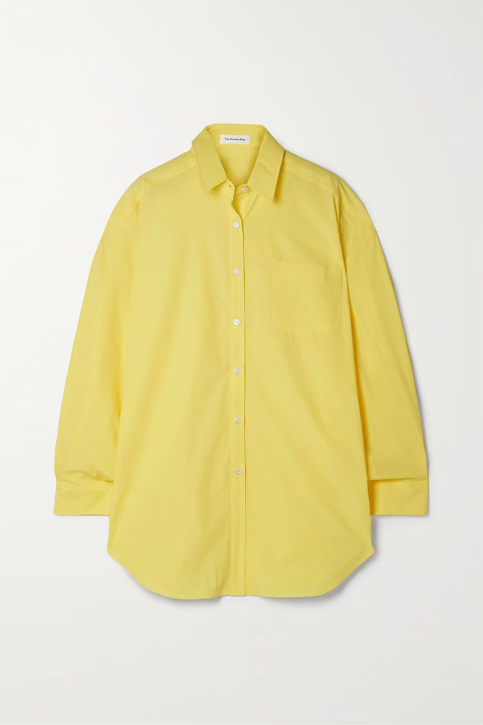 夏天寬鬆襯衫推薦：Frankie Shop黃色棉質襯衫