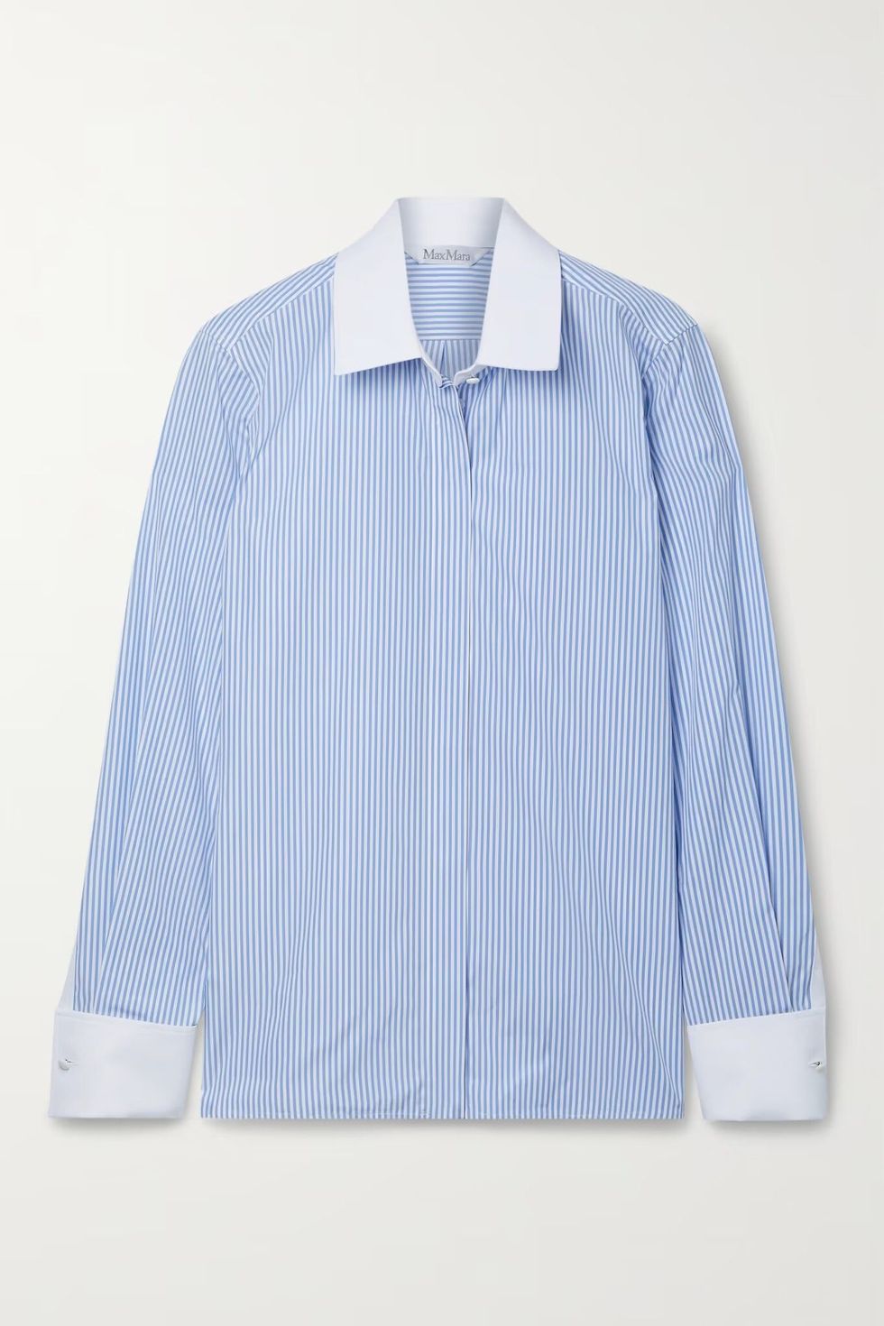 夏天寬鬆襯衫推薦：Max Mara藍色條紋棉質襯衫