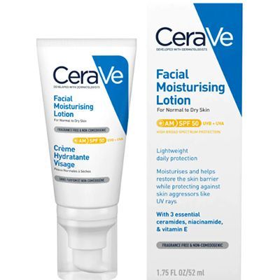 CeraVe AM Facial Moisturising Lotion SPF50 for Normal to Dry Skin 52ml