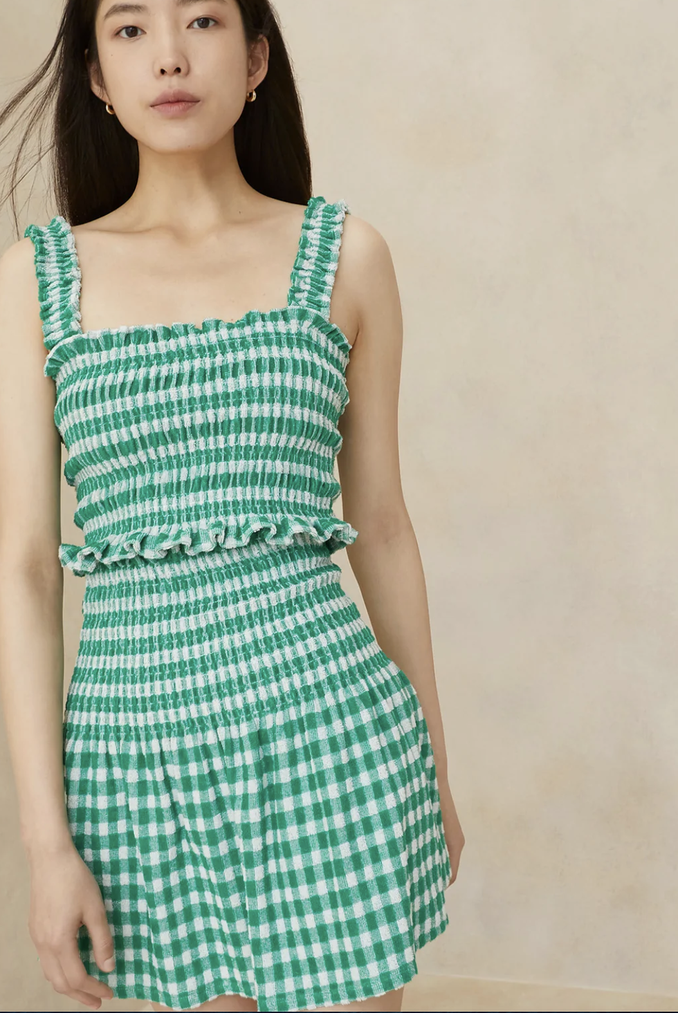 Fiona Green Gingham Smocked Camisole