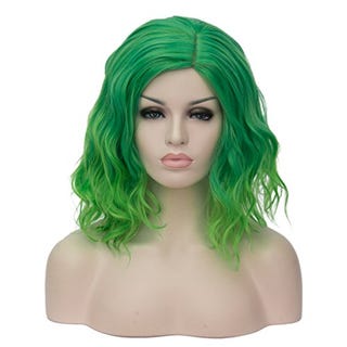 Short Curly Wavy Green Hair Wig