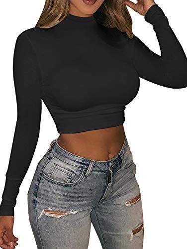 Black Turtleneck Crop Top