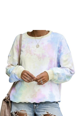 Walmart Casual Pastel Tie-dye Crewneck Pullover Sweatshirt