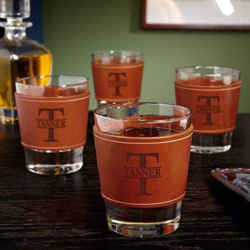 Whiskey Glasses With Leather Wrap