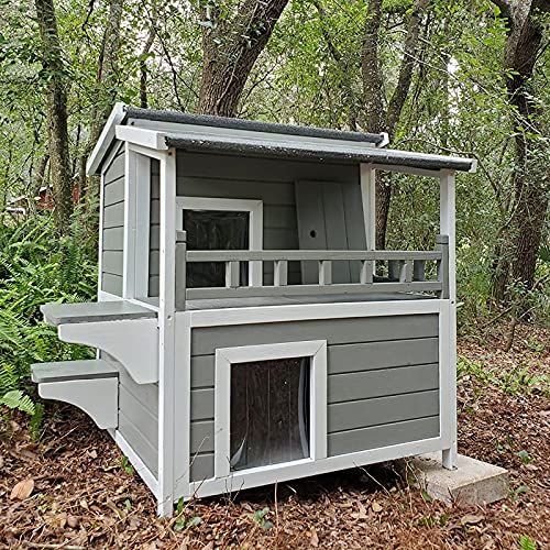 Aivituvin Outdoor Feral Wooden Cat House