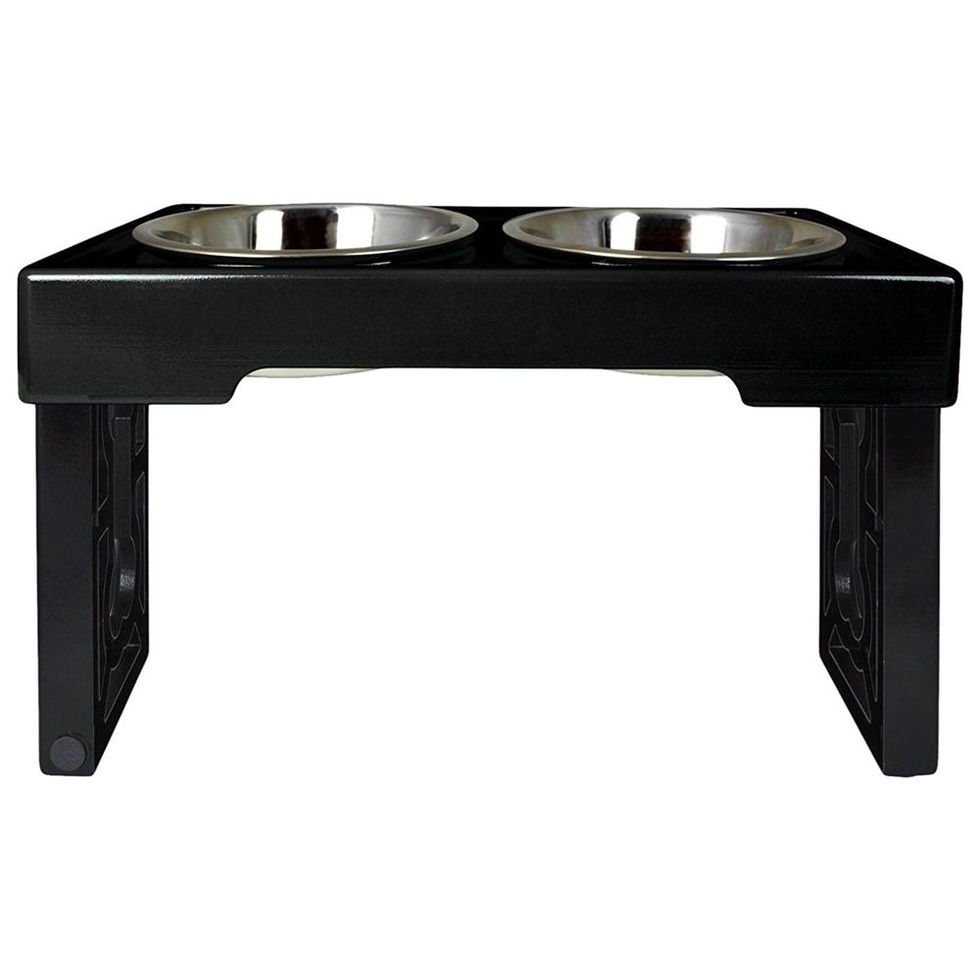Pet Zone Designer Diner Adjustable Elevated Dog Bowls for Large Dogs,  Medium and Small - Raised Dog Bowl Stand 2 Dog Food Bowls for Food and Water  Double Stainless Steel, 3 Heights