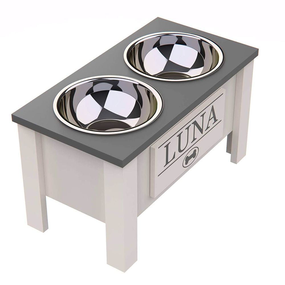 Personalized elevated dog outlet bowls