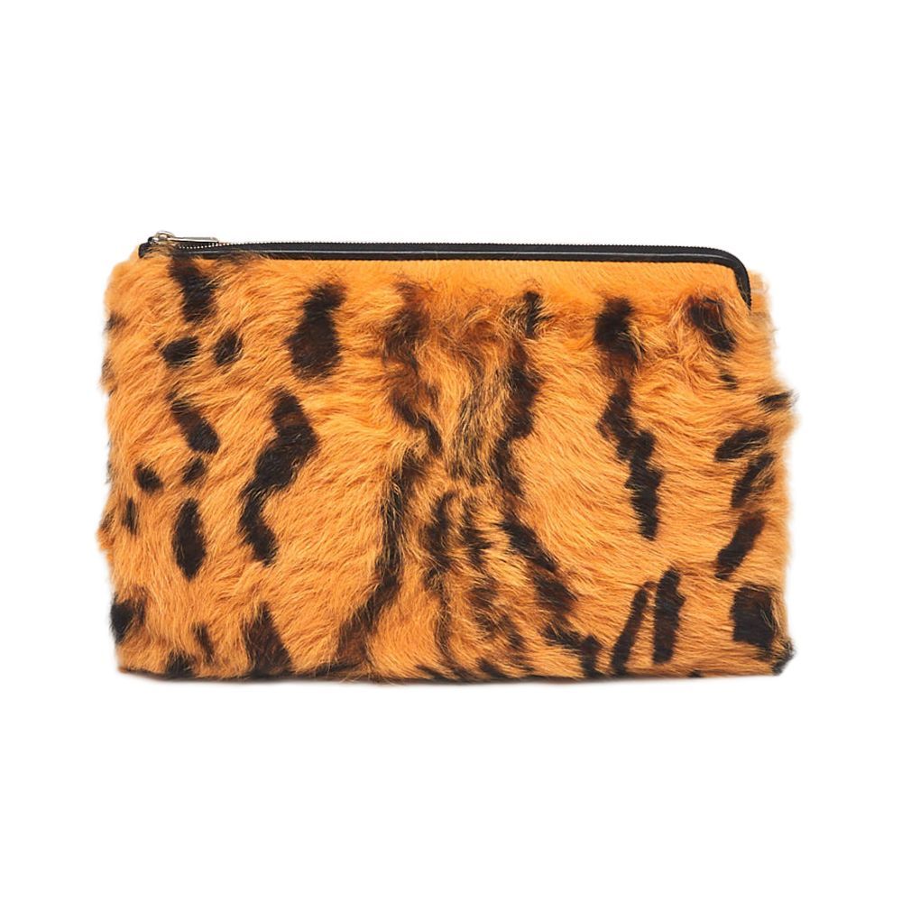 Leopard Print Shearling Soho Clutch