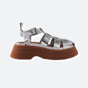 Mirrored-leather platform sandals