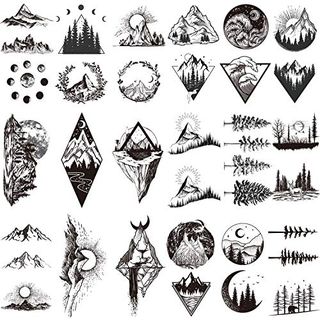 22 Sheets Mountain Temporary Tattoos 