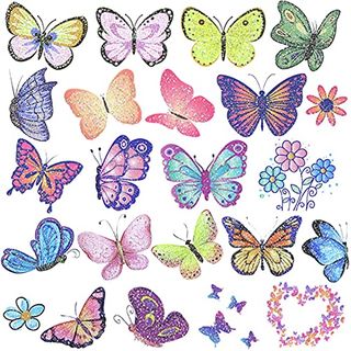 Glitter Butterfly Temporary Tattoos - 12 Sheets