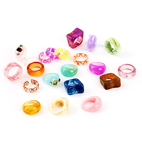 20 Pcs Resin Acrylic Rings Set 