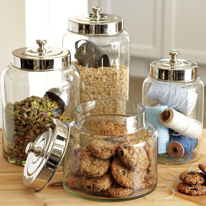 Williams Sonoma Glass Canisters Set of 3