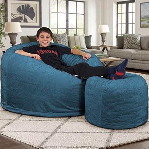 Comfy Sacks Kids Chair 3 Foot Memory Foam Bean Bag Chair-Blue