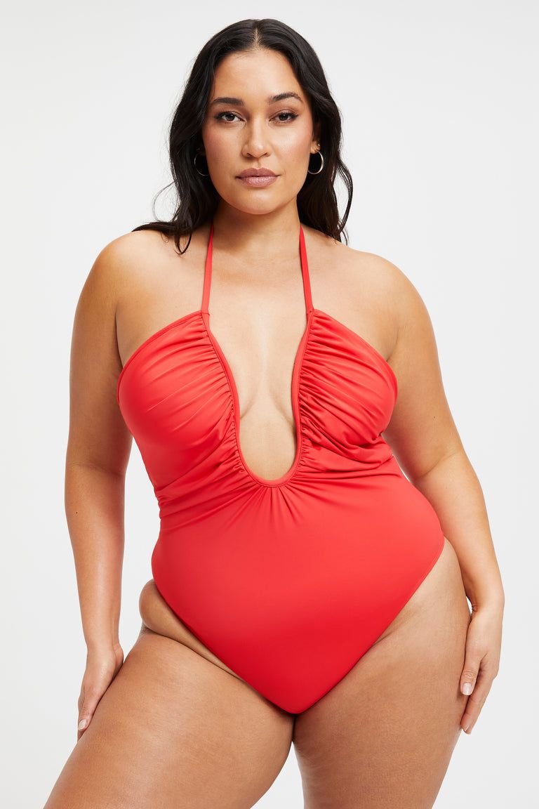 Khloe Kardashian Red Louis Vuitton Supreme Swimsuit