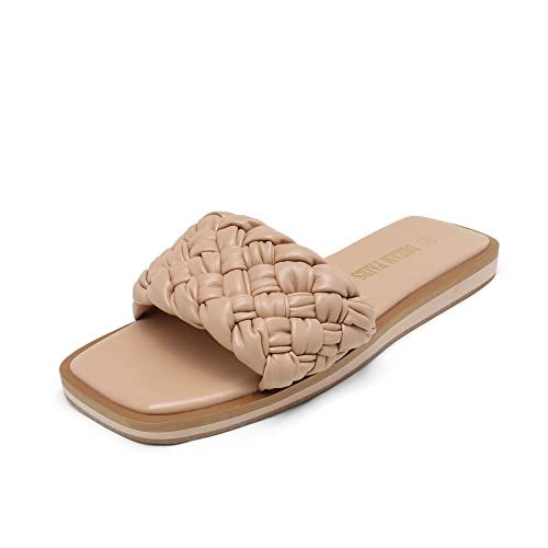 Square Open-Toe Slide Sandals 