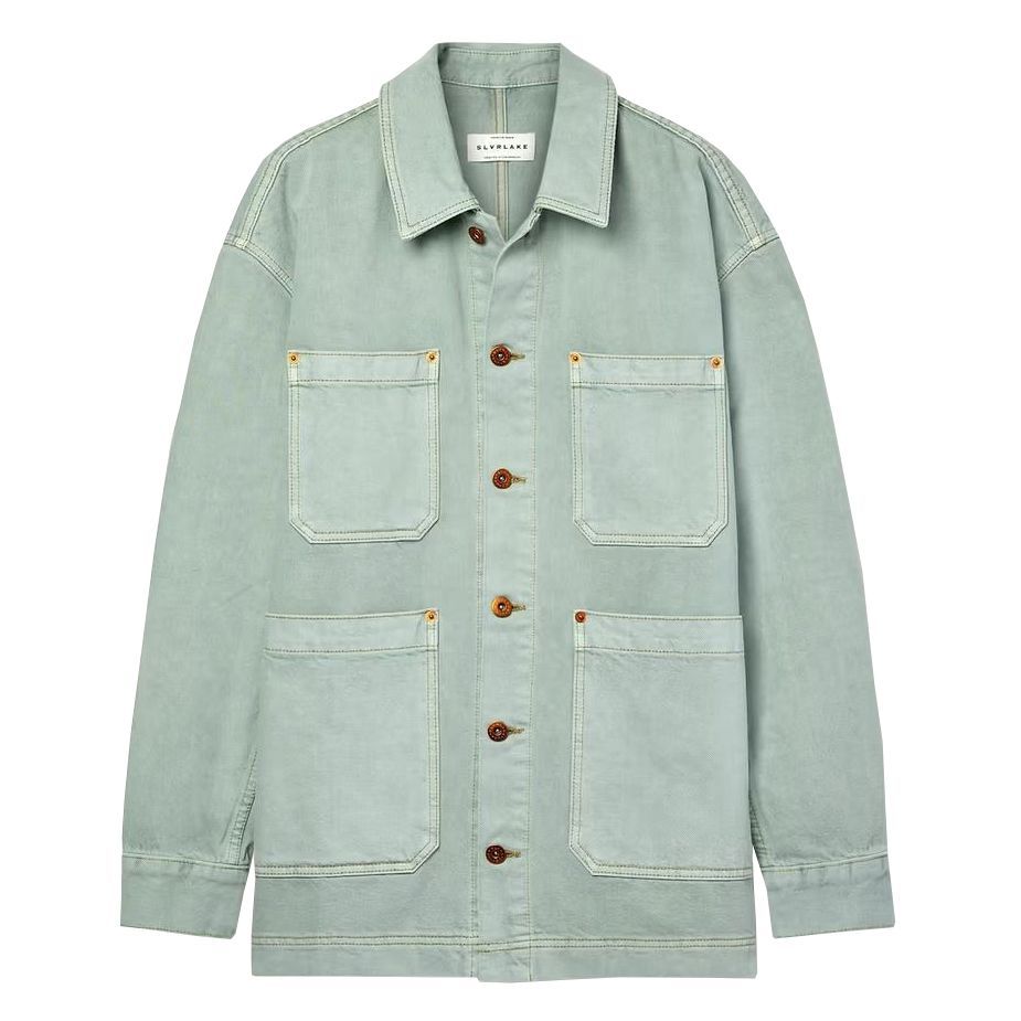 oversized green denim jacket