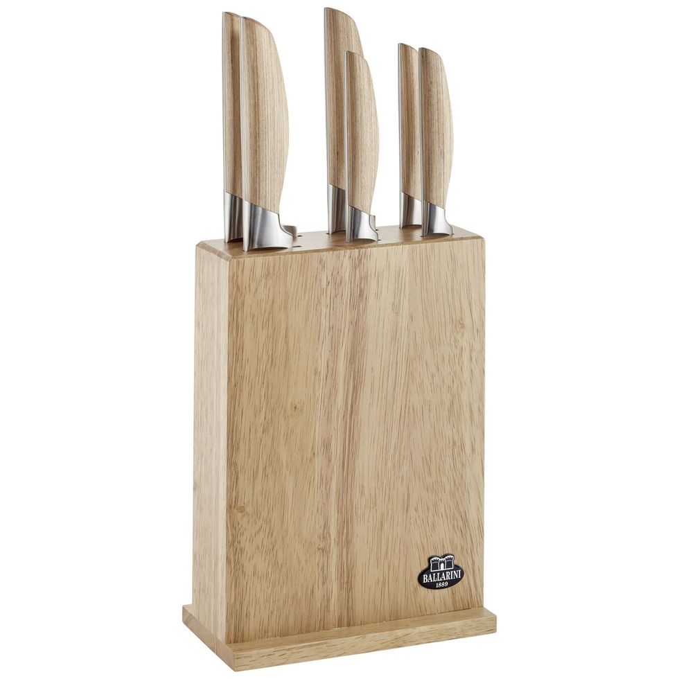 7-pcs natural rubberwood Knife block set