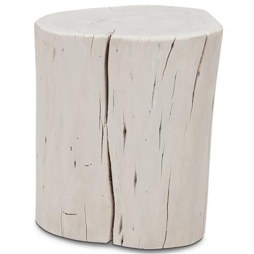 White Wood Stump End Table