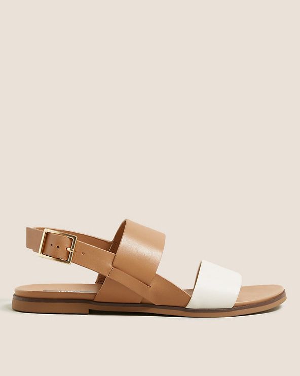Leather Buckle Ankle Strap Flat Sandals 