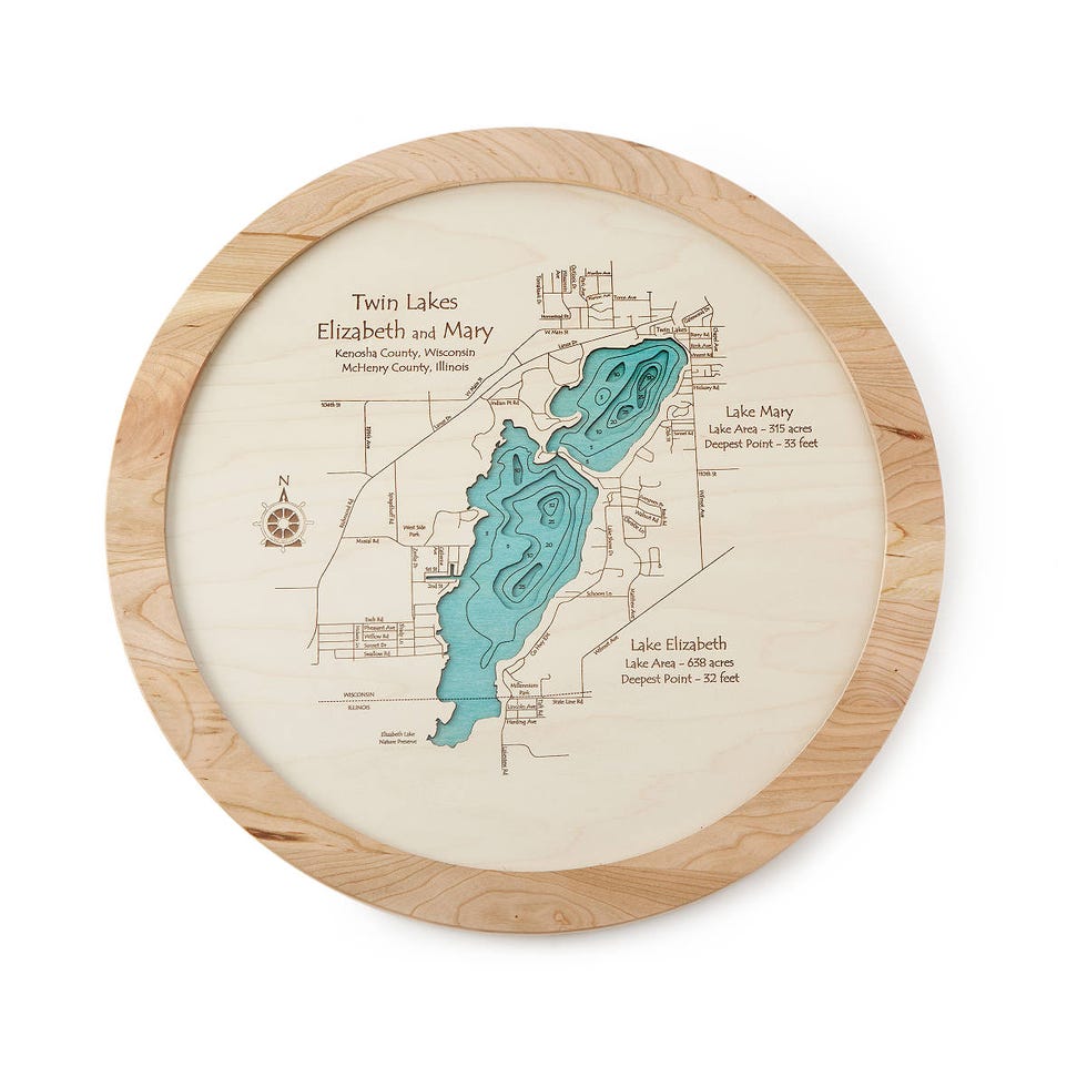 Lake Topography Art Lazy Susan Lake Topography Art Lazy Susan