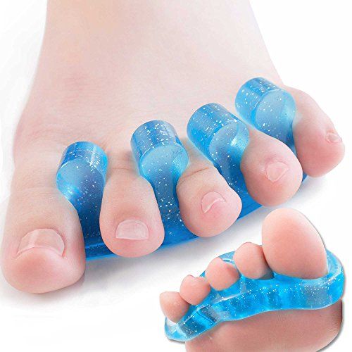 RooRuns 8 Pack Beige Gel Pinky Toe Separators for Overlapping Toes,Hammer Toe Straightener Bunion Corrector for Women,Pinky Toe Spacers for Bunion Relief 