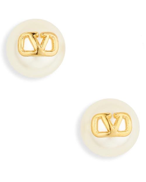 VLOGO Imitation Pearl Stud Earrings in Oro