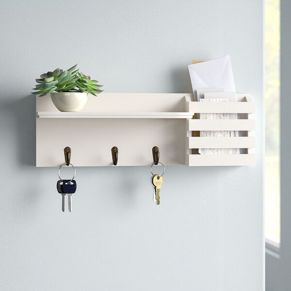 Dotted Line Hines Wall Mail Organizer with Key Hooks