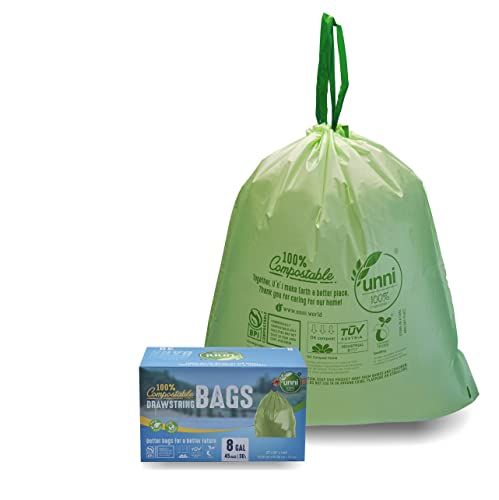 100 Bags ECO WAVE 100% Biodegradable and COMPOSTABLE BIN Liners 2.6 GALLONS 