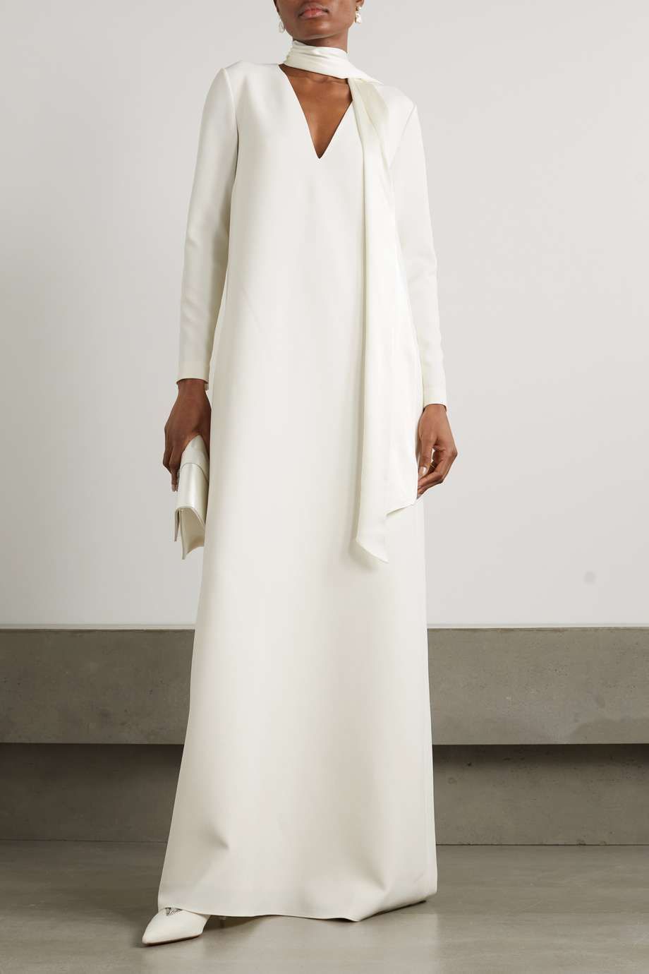 long sleeve floor length white dresses
