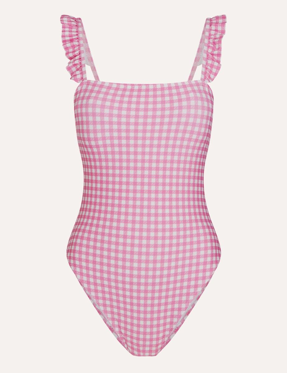 Reese Witherspoon looks radiant in flattering gingham swimsuit
