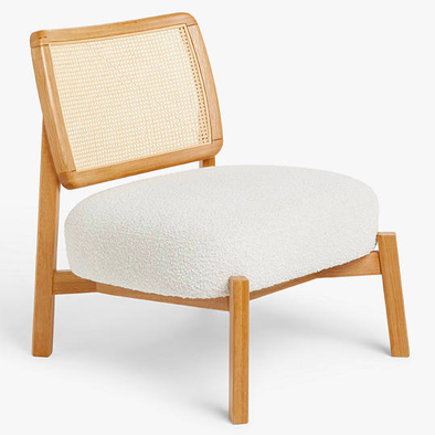 Dime Accent Chair, Light Wood Frame, Cream Boucle