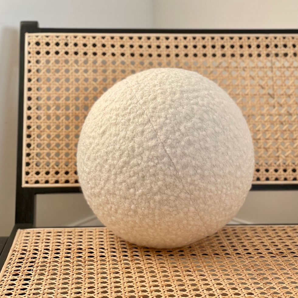 Warm White Boucle Sphere Cushion | Ball Pillow - Made to Order