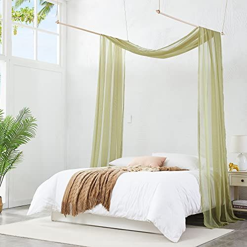  Sage Green Bed Canopy Curtains 