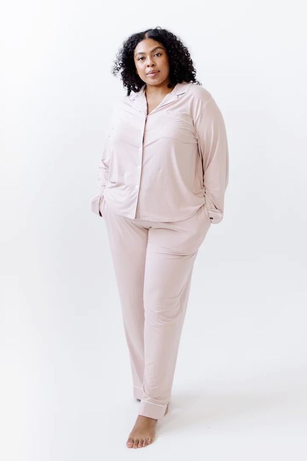 Women's Long-Sleeved Bamboo Pajamas in Stretch Knit