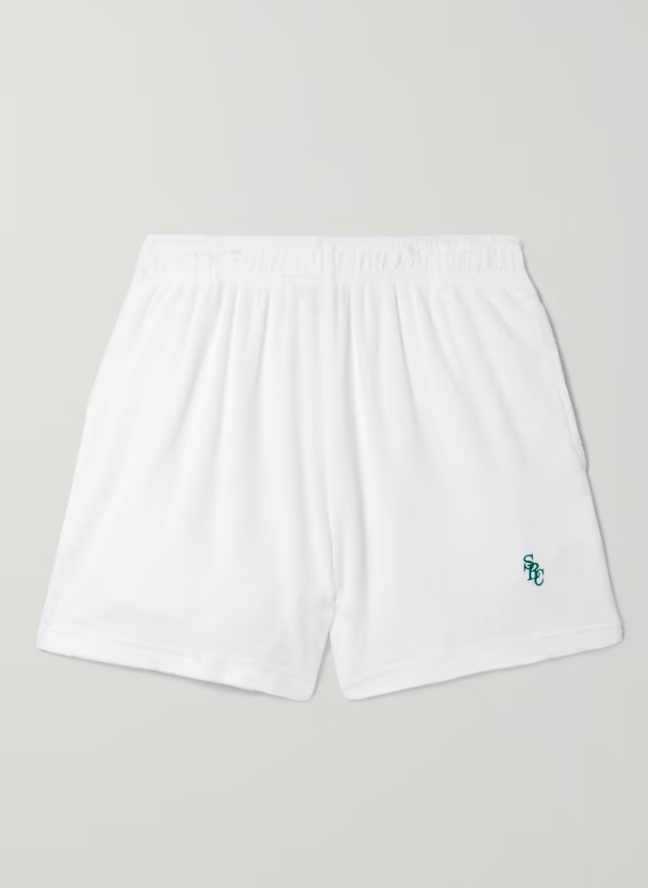 Embroidered cotton-terry shorts