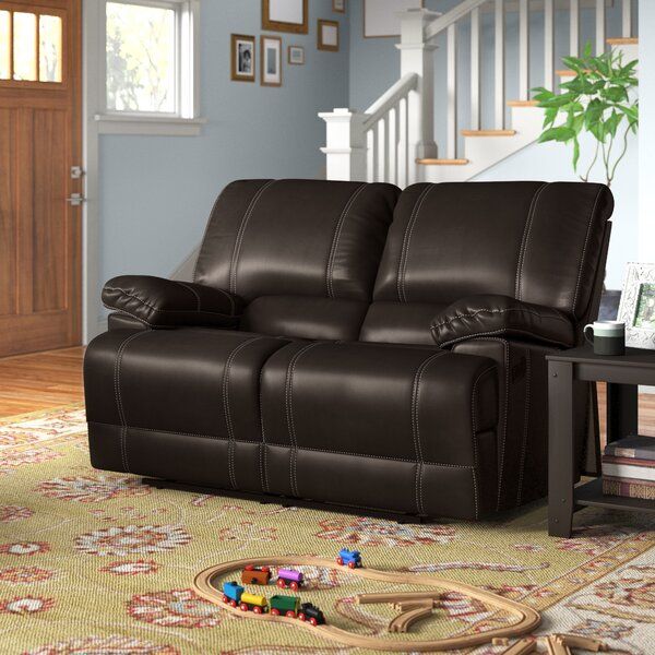 1657059410 Edgar 61 Faux Leather Pillow Top Arm Reclining Loveseat 
