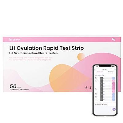 Femometer Ovulation Test Strips, 50 LH Testing Sticks, Sensitive Fertility Predictor Kit, Record Accurate Results with Femometer App (50 Count)