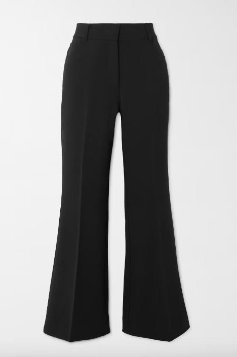 Cropped twill flared pants