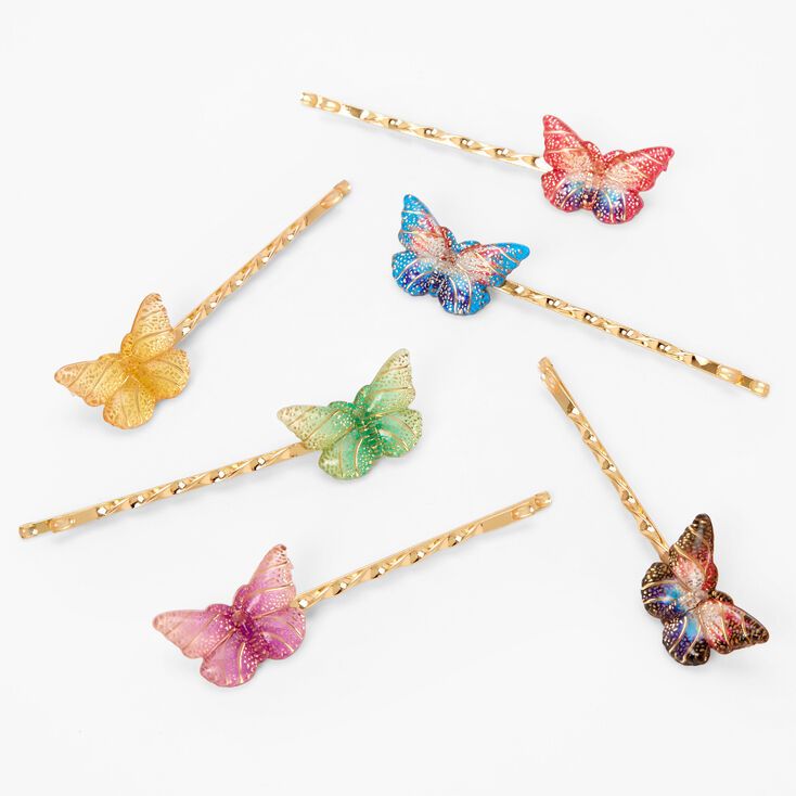Gold Jewel Tone Butterfly Hair Pins