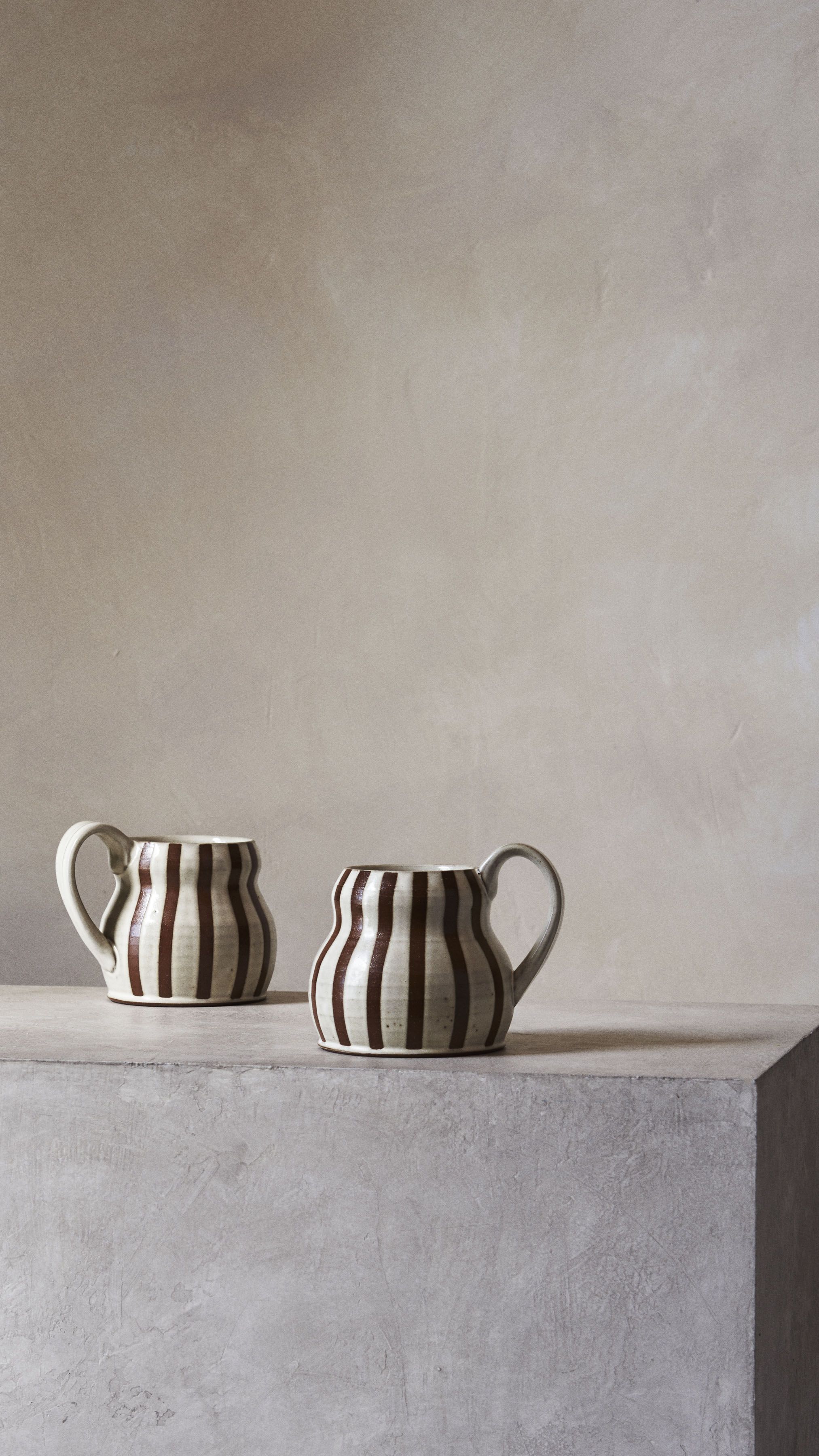 Mug - White and Brown Striped