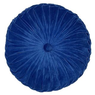 Classic blue round velvet cushion