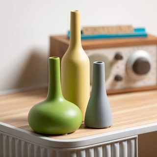 Bright Matte Bud Ceramic Vases, Set of 3